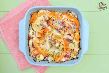 Pompoen-prei taart met ham
